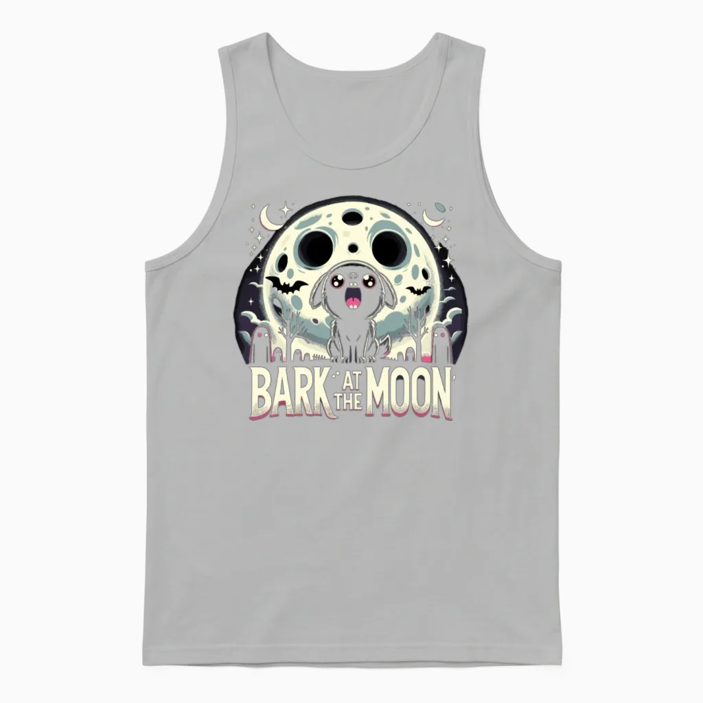 Horror Dog Halloween Spooky Dog Lover Gothic Dog Unisex Tank Top in Ash