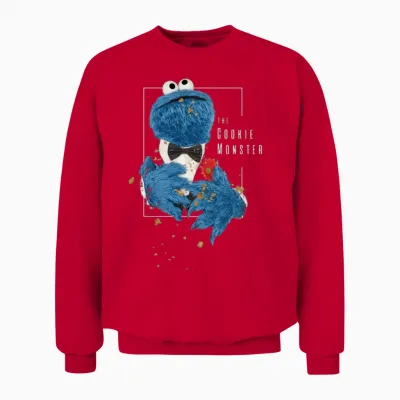 Sesame Street the Cookie Monster Unisex Sweatshirt - Red