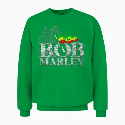 Bob Marley Iconic Music Reggae Old School Style T-Shirt, Blue, S Unisex Sweatshirt - Irish Green