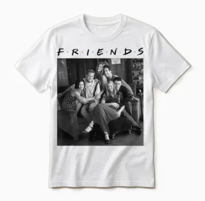 Friends Group Photo 6 Bw T-Shirt, White, S Unisex T-Shirt - White