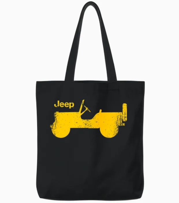 Jeep Willys Profile Tote Bags in Black