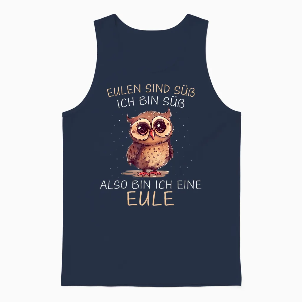 Owl Owls Are Sweet I Am Sweet Unisex Tank Top in Navy