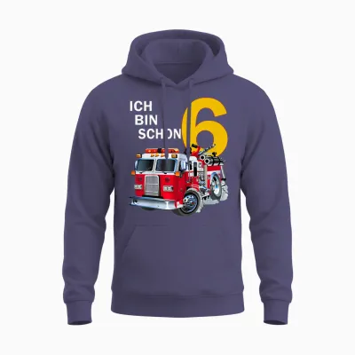 Children's 6th Birthday Boy Gift Idea Outfit Ich Bin Schon 6 T-Shirt, Black Unisex Hoodie - Heather Sport Dark Navy