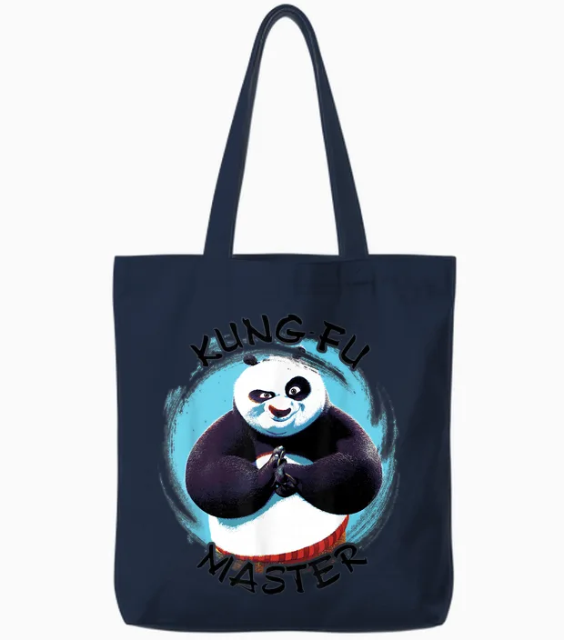 Portrait of Kung Fu Panda Po Kung Fu Master at Painting Tote Bags in Navy