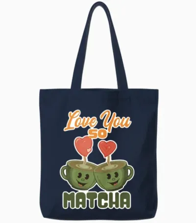 Love You So Matcha Tote Bags - Navy
