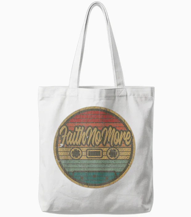 Vintage Faith No More Kassette Retro Circle Musiker Tote Bags in White