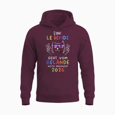 Kinder Kita Abgänger 2026 Kindergarten Geschafft Unisex Hoodie - Maroon
