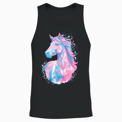 Sweet Horse Design - Colorful Horse Silhouette Unisex Tank Top - Black