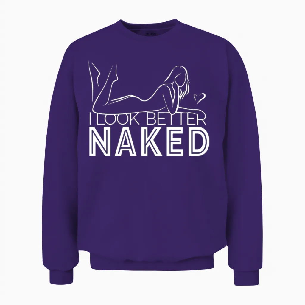 Nudist Nude Naked Woman Gift Unisex Sweatshirt in Purple