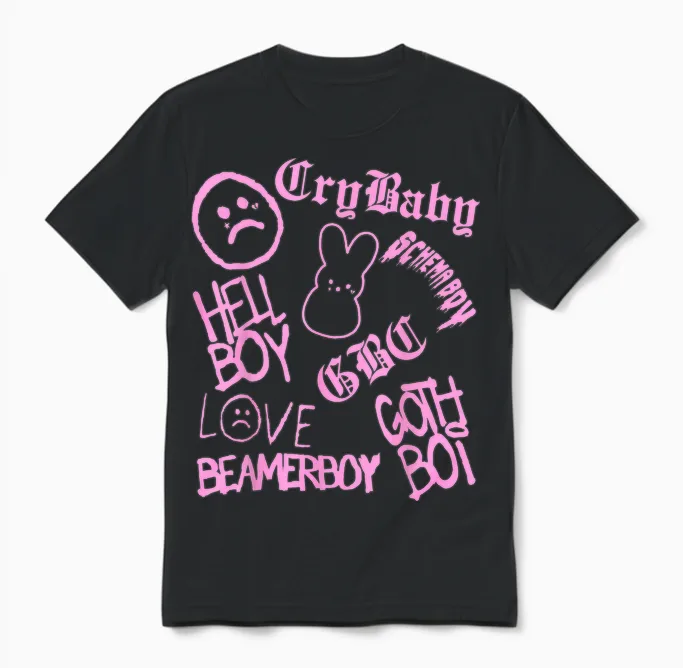 Lil Emo Rap Goth Peep Hip Hop Tattoo Unisex T-Shirt in Black
