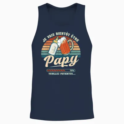 Future Grandpa Je Vais Etre Grand-Pere Announcement Pregnancy Unisex Tank Top - Navy