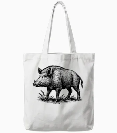 Wild Boar Hunting Gift, Wild Pig Hunter Outfit for Men and Women Tote Bags - White
