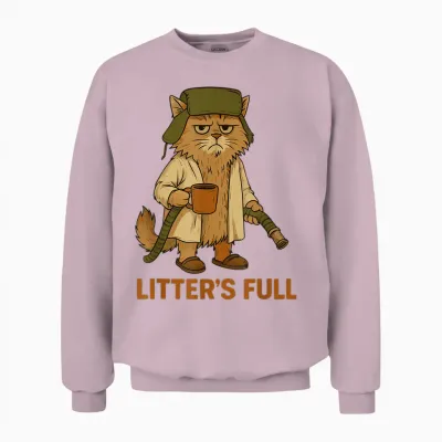 Litter’s Full Funny Cat Lovers Christmas Xmas Unisex Sweatshirt - Light Pink
