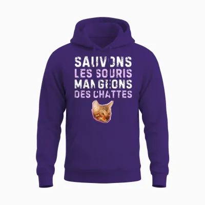 Save the Mice Eat Pussies. Funny Gift Kinky Unisex Hoodie - Purple