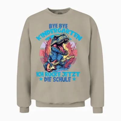 Bye Bye Kindergarten Mit Dino Für Schulkind Zum Schulanfang Unisex Sweatshirt - Sand