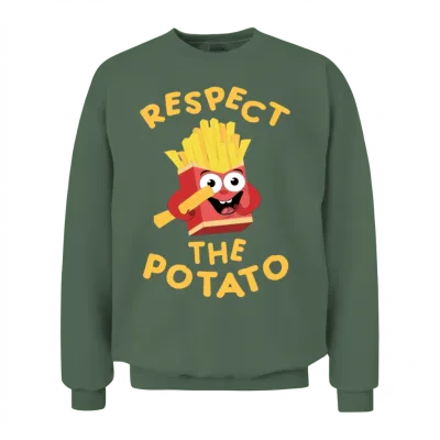Respect the Potato Funny Unisex Sweatshirt - Military Green