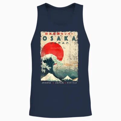 Osaka City Retro Japanese Ukiyoe-E Artwork Osaka Unisex Tank Top - Navy