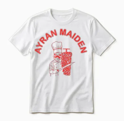 Ayran Maiden Doner Band Funny Fast Food Dürüm Unisex T-Shirt - White