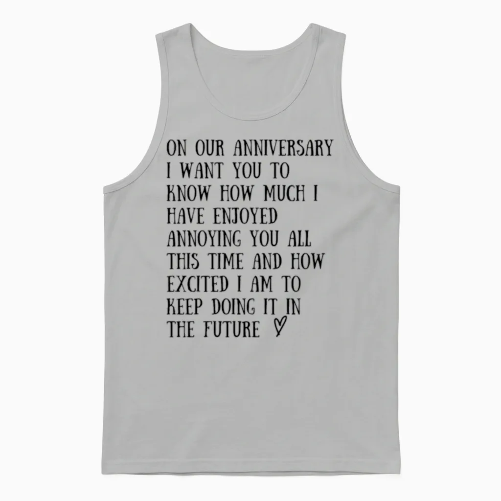 Funny Wedding Anniversary Couples & Matching Unisex Tank Top in Ash