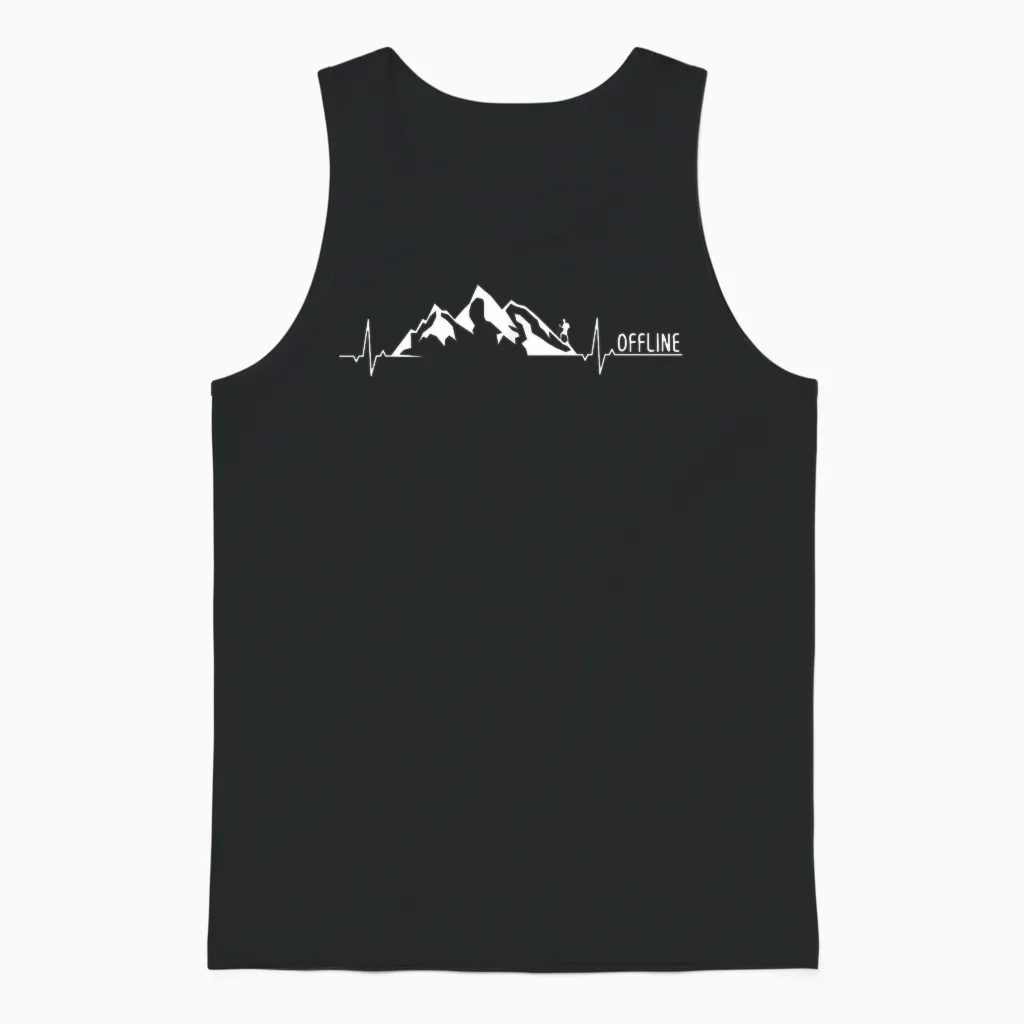 Offline Wandern Berg Bergsteiger Wanderausflug Herzschlag Unisex Tank Top in Black