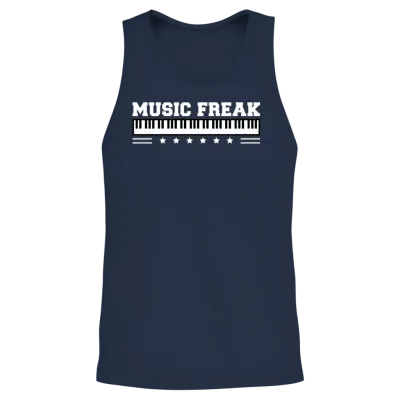 Music Freak Quote Grand Piano Synthesizer Keyboard Unisex Tank Top - Navy