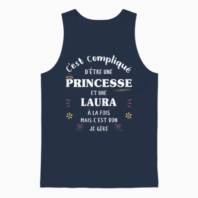 Women's Princess Humour Gift Personalised Name Laura T-Shirt, Black, Female X-Small Unisex Tank Top - Navy