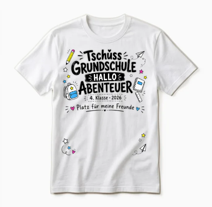 Abschiedsgeschenk Grundschule 4. Klasse Unterschriften Unisex T-Shirt in White