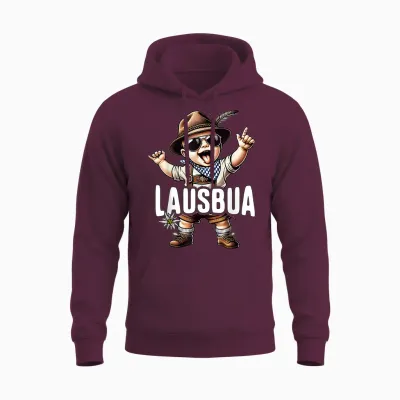 Lausbua T-Shirt Children's Costume Shirt Men's Boys Costume T-Shirt, Black, S Unisex Hoodie - Maroon