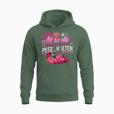 Girls Trip Mädels Egal Was Passiert Pegel Halten Flamingo Unisex Hoodie - Military Green