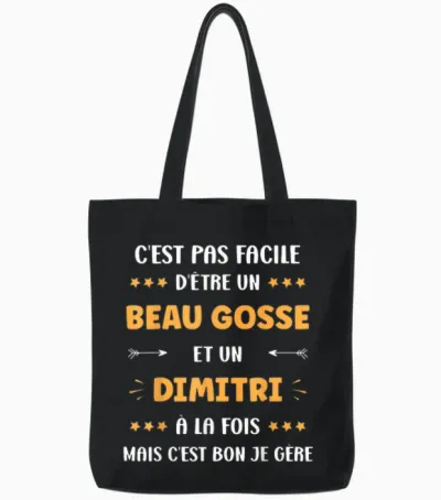 Beau Gosse Super Dimitri Boy Name Humour Dimitri T-Shirt, Black, S Tote Bags - Black