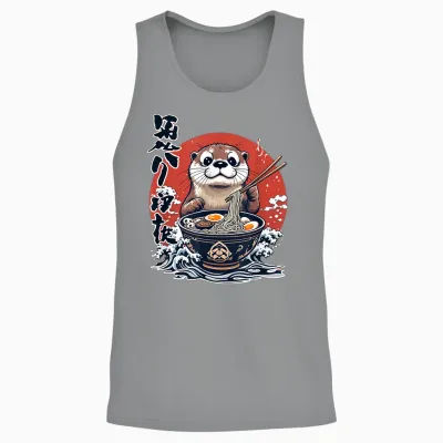Kawaii Ramen Otter Cat Japan Y2k Manga Anime Unisex Tank Top - Sport Grey
