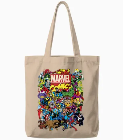 Marvel Comics Retro Classic Avengers Heroes Group Shot Tote Bags - Natural