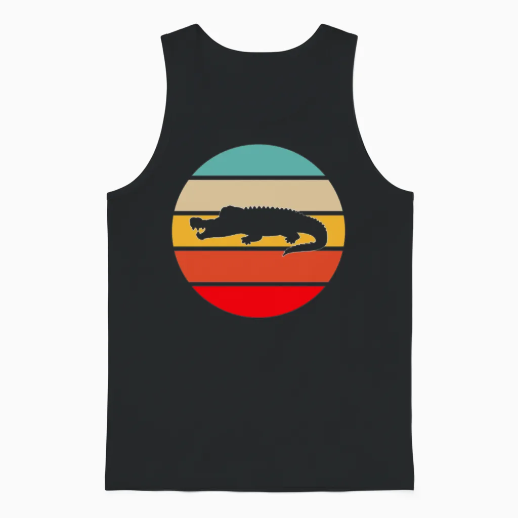 Crocodile Retro Unisex Tank Top in Black