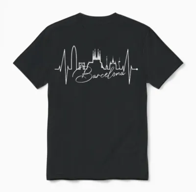 Barcelona Skyline Spanien Herzschlag Fan I Love Barcelona Unisex T-Shirt - Black