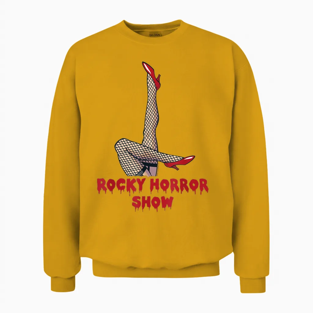Rocky Horror Show Logo with Legs Up Unisex Sweatshirt in Gold