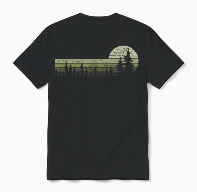 Wald Bäume Natur Wandern Naturliebhaber Vintage Classic Nature Wilderness T-Shirt Black Small Eu Small M 16.5 Crew Neck Short Sleeve Women's Nature Friends Hikers Unisex T-Shirt in Black