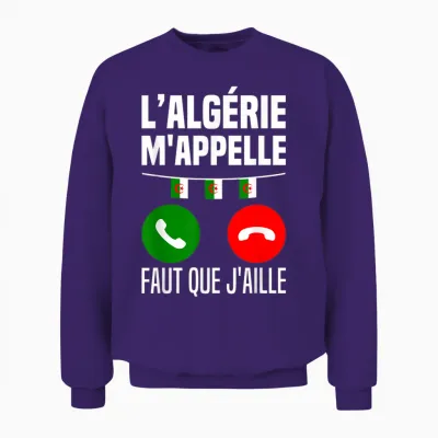L'algérie M'appelle J'peux Pas J'me Barre En Algérie Drapeau Unisex Sweatshirt - Purple