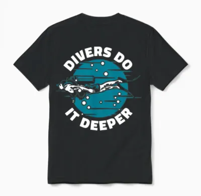 Divers to It Deeper Underwater Technical Scuba Unisex T-Shirt - Black