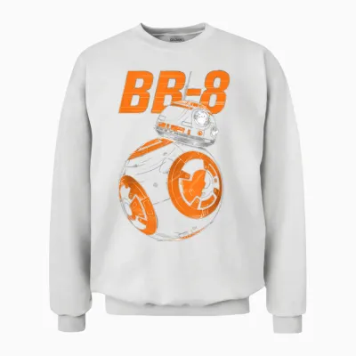 Star Wars Bb-8 Portrait Logo T-Shirt, White, S Unisex Sweatshirt - White