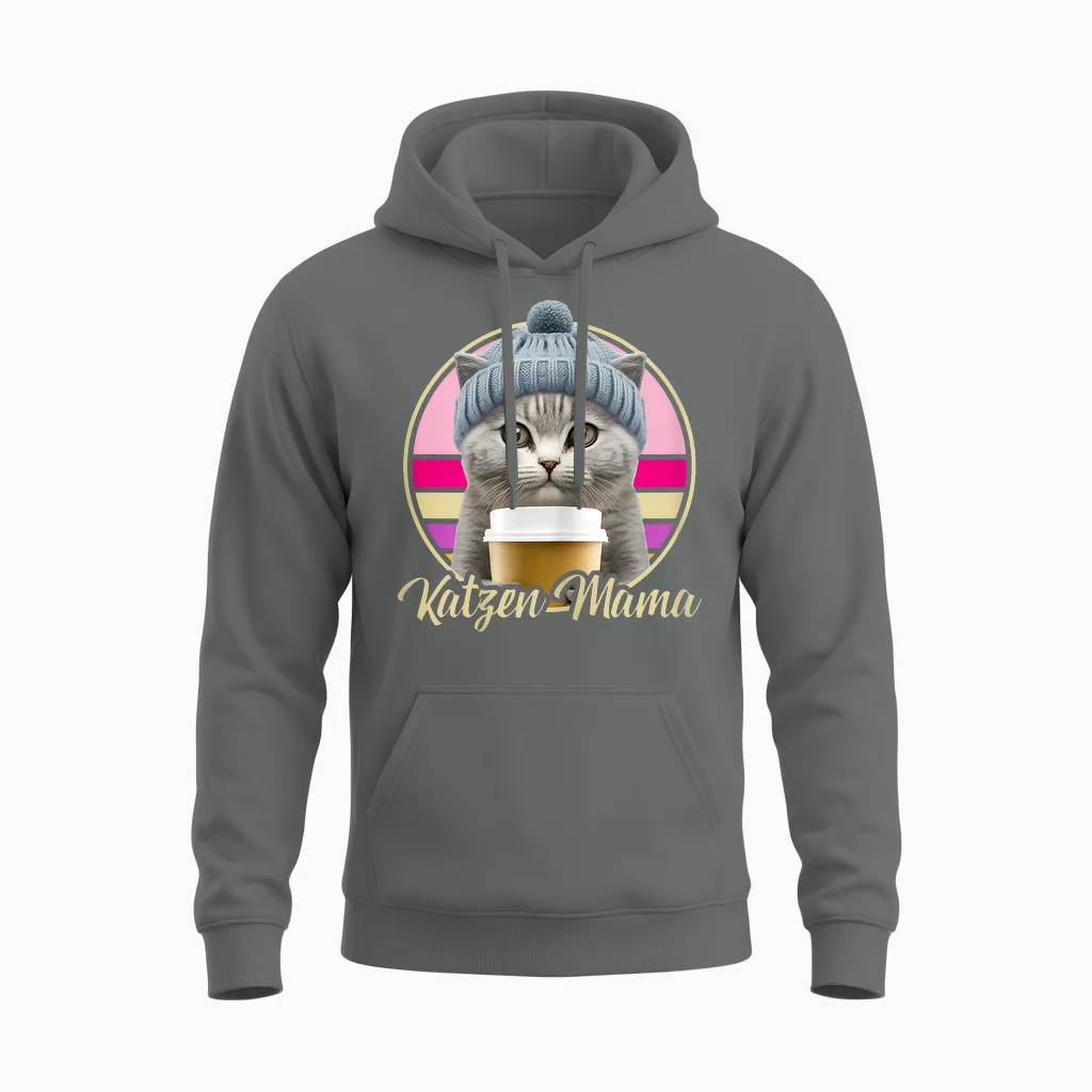 Lustige Katzen Mama Retro Outfit Kostüm Katzen Mutter Mamas Unisex Hoodie in Graphite Heather