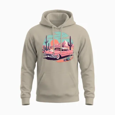 Pink Cadillac Unisex Hoodie - Sand