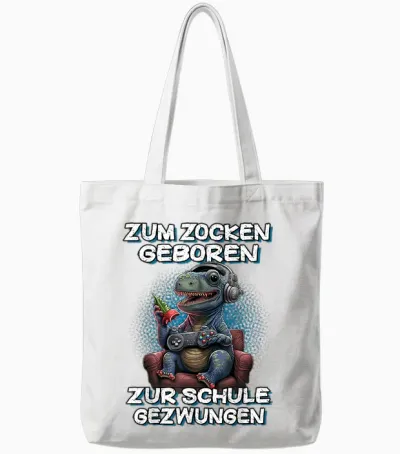 Zum Zocken Geboren Zur Schule Gezwungen Gamer Computer Tote Bags - White