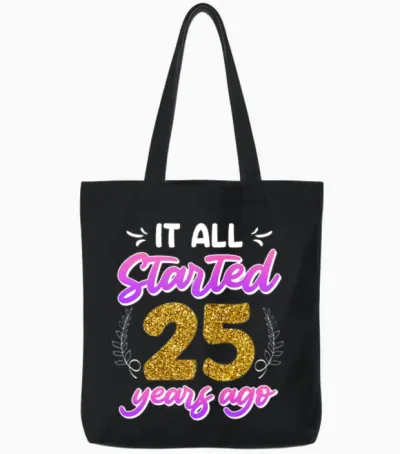Married 25 Years 25th Wedding Anniversary Tote Bags - Black