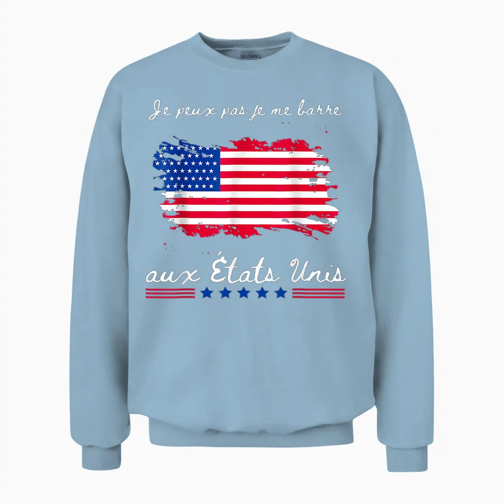 I Can't I Bar Usa Usa Flag America T-Shirt, Black, S Unisex Sweatshirt in Light Blue