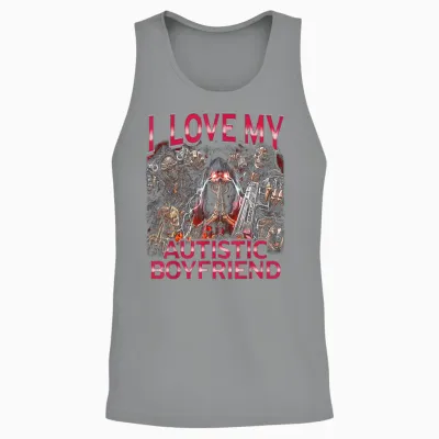 Autistic Boyfriend - Edgy Skeleton Bootleg Skeleton Meme Unisex Tank Top - Sport Grey
