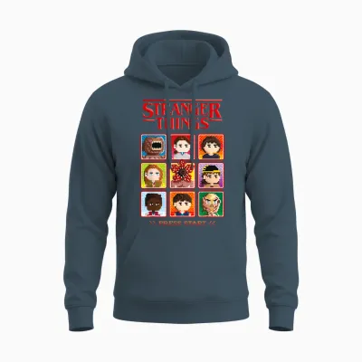 Stranger Things Season 5 Retro Video Game Character Select Unisex Hoodie - Dark Heather