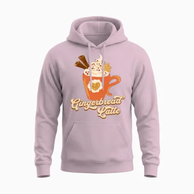 Retro Gingerbread Latte Coffee Unisex Hoodie - Light Pink