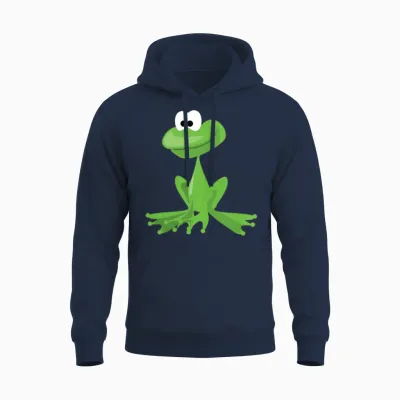 Cartoon Frog Unisex Hoodie - Navy