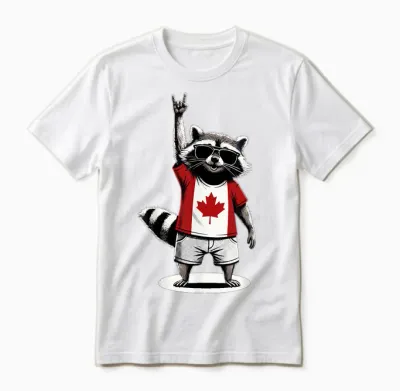 Waschbär Kanadische Flagge Rocks Funny Kanada Unisex T-Shirt - White