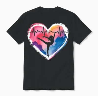 Gymnastics T-Shirt with Heart Acrobatics, Black, S Unisex T-Shirt - Black